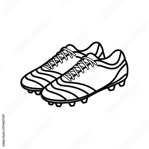Hand drawn sketch of a pair of soccer cleats on a white background