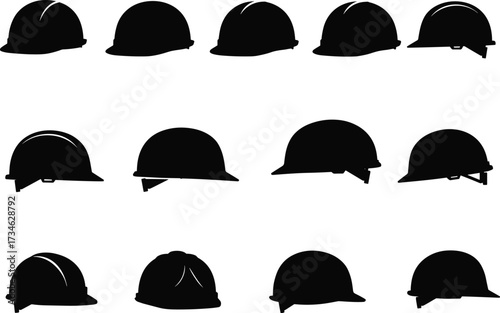 Helmet, Hardhat, Safety, Protection, Worker, Labor, Job, Construction, Industrial, Engineer, Contractor, Secure, Gear, Equipment, Site, Project, Vector, Icon, Illustration, Silhouette