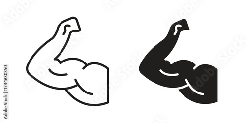Arm icons in line stroke outline art and clip art