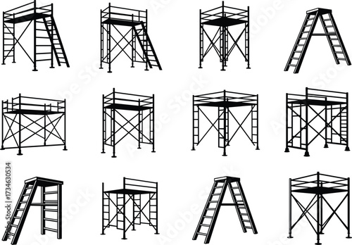 Scaffold, Ladder, Structure, Construction, Building, Framework, Platform, Support, Safety, Work, Repair, 