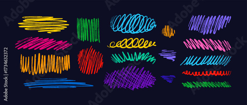 Crayon underlines set, pen strokes. Hand draw line