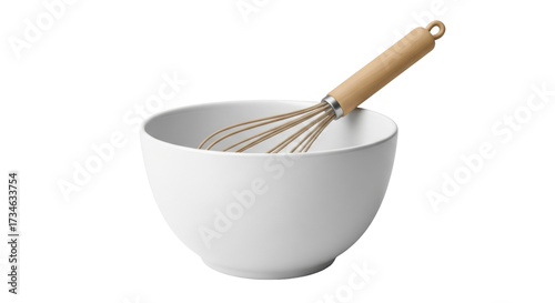 Quadro su tela Isolated Mixing Bowl with Whisk, Kitchen Utensil for Food Preparation and Cookin