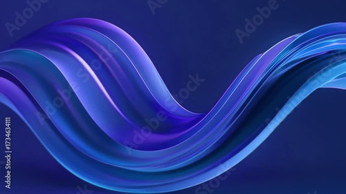 Wallpaper Mural Seamless looping 3D animation of glowing blue-purple glass wave ribbons on dark background. Futuristic, elegant, and minimal abstract motion design for technology or branding visuals. Torontodigital.ca
