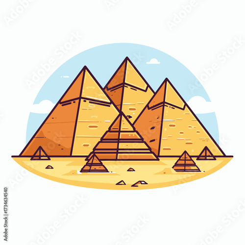 Explore the Iconic Egyptian Pyramids, a Stunning Artistic Rendition of Ancient Wonders and Timeless Majesty in the Desert Landscape, Ideal for Travel and History