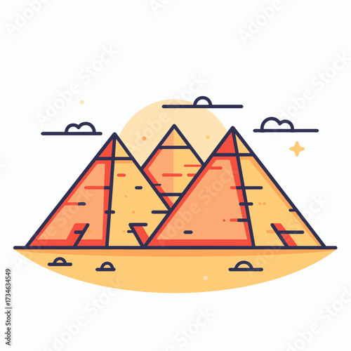 Explore the Ancient Wonders of Egypt with this Stylish Pyramid Icon, Perfect for Travel Blogs, Educational Material, or Cultural Projects needing a Touch of History