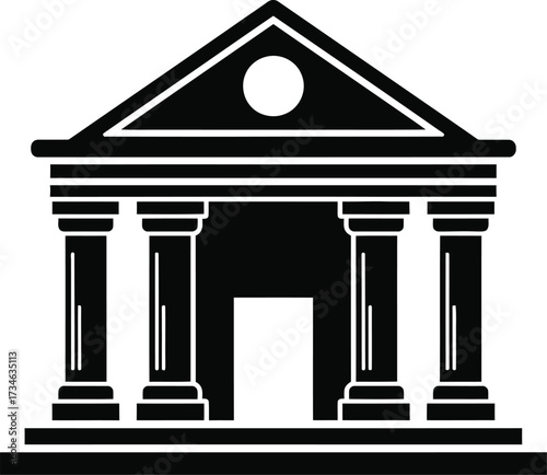 Classic greek roman building facade with columns and pediment