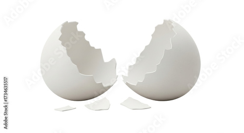 Quadro su tela Isolated broken eggshell showing a cracked design for a fresh egg product promot