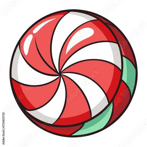 Isolated christmas peppermint candy cane swirl lollipop vector illustration sweet treat holiday