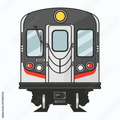 Detailed subway train illustration ready for rapid transit, perfect for educational materials, transit planning, or urban design projects, showing transportation solution