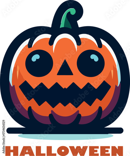 Halloween pumpkin monster logo icon vector white background .