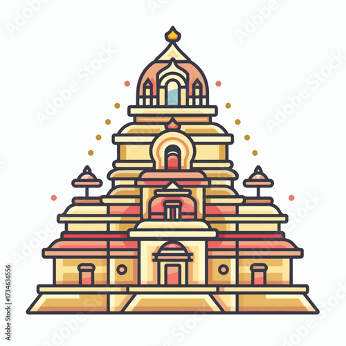 Magnificent temple with ornate design, a timeless cultural icon evokes peace and spirituality perfect for travel blogs, religious studies, or cultural heritage promotion