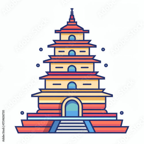 Explore the timeless beauty of a traditional pagoda design, perfect for travel posters, cultural projects, or architectural illustrations that evoke a sense of peace