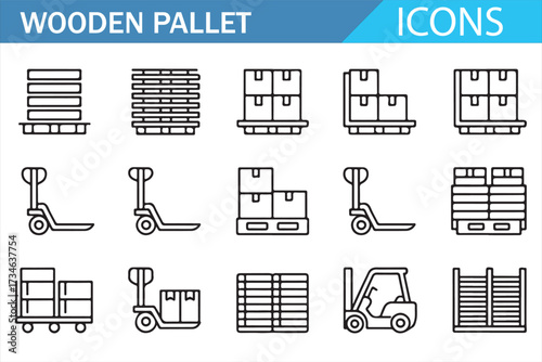 Packaging and Storage Icons — Pallet Stacks, Crates, Handling Tools