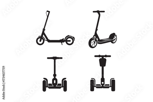 Collection of electric scooters and personal transporters