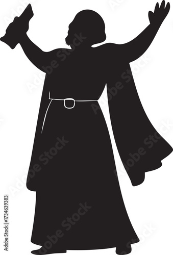 Opera Singer Hitting High Note in Costume Silhouettes - Dramatic Music Vector
