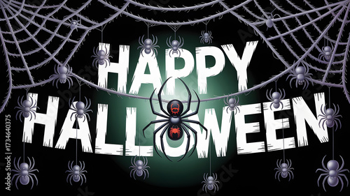 Halloween spider on web illustration design