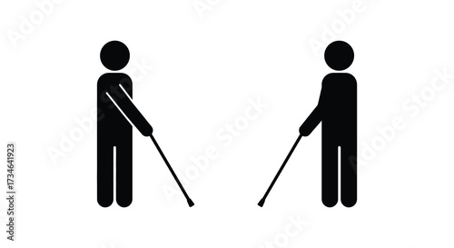 Two people using white canes representing visual impairment assistance
