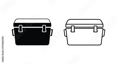 Two cooler icons one filled black and one white outline design