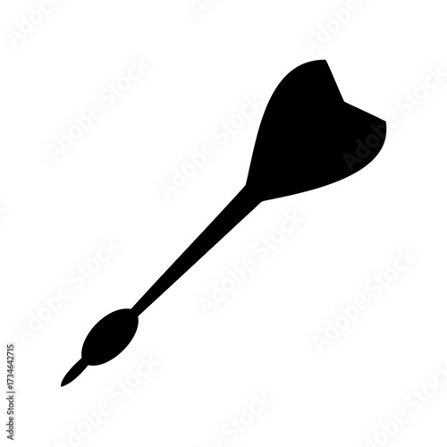 Isolated black silhouette of dart on a white background, aimed for accuracy