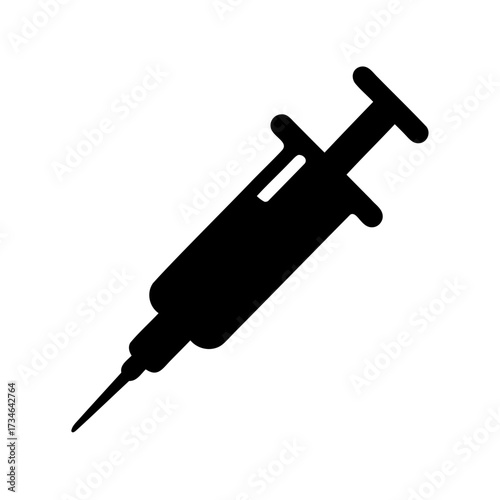 Black and white medical syringe vector illustration for vaccination and healthcare