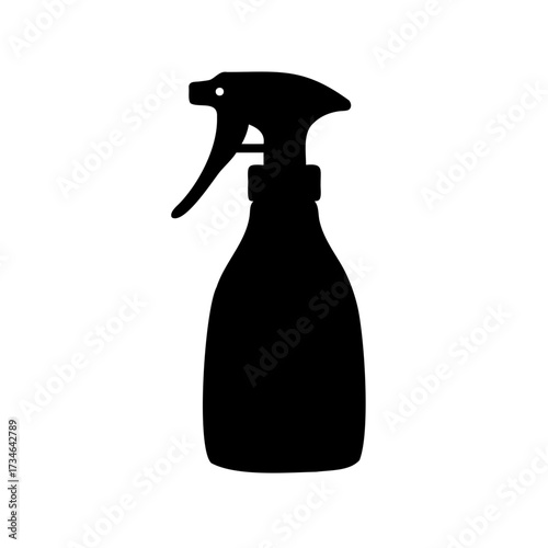 Black Silhouette of a Spray Bottle on a Clean White Background