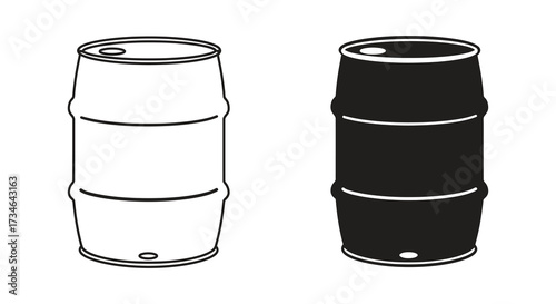 Two cylindrical barrels presented in contrasting black and white designs