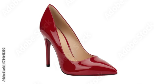 Isolated elegant dark red high heel shoe for women, modern fashion accessory footwear