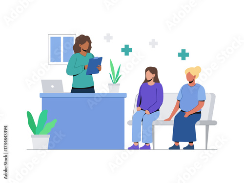 Clinic Reception Waiting Area Concept Illustration