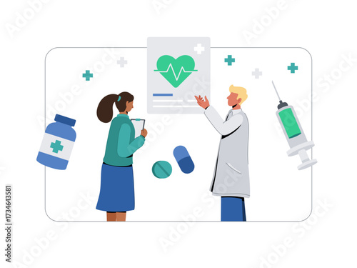 Doctor Explains Heart Health Concept Illustration