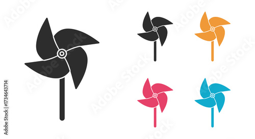Colorful pinwheel illustrations in varying shades and styles presented graphically