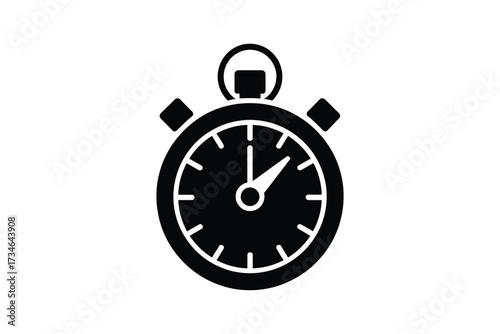 Black and white icon of a stopwatch measuring time