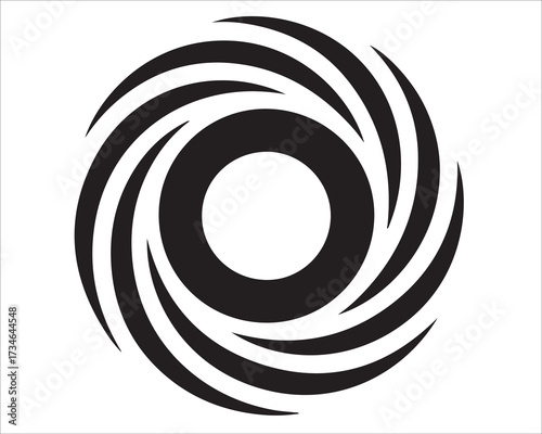 Abstract swirl spiral silhouette vector illustration in black and white