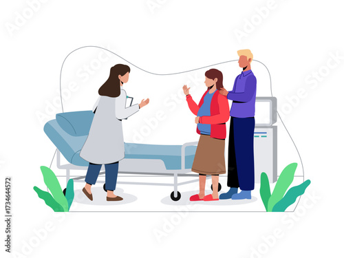 Prenatal Couple Checkup Concept Visit Illustration