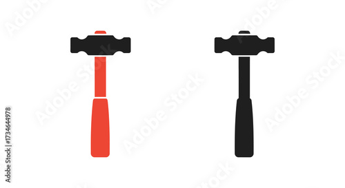 Two hammer silhouettes one red and one black displayed vertically