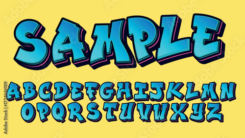 blue bold graffiti isolated letters for logos