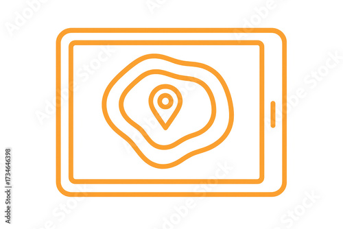 Free Download Modern tablet icon displaying a map and GPS pin, isolated on transparent - GFXLoad