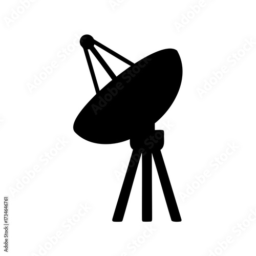 Black silhouette of a satellite dish antenna used for telecommunications