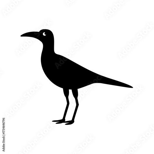 Simple Silhouette of a Bird in Black on a White Background
