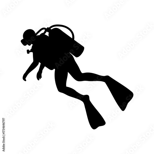 Silhouette of Scuba Diver in the Ocean, Underwater Exploration and Activity