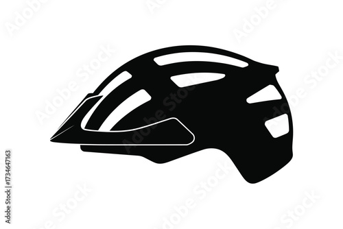Sleek black bicycle helmet silhouette with ventilation