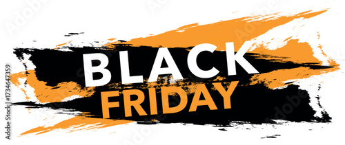 Black Friday Sale Banner — Bold Brush Stroke Design in Black and Orange