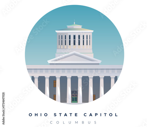 Ohio Statehouse - State Capitol in Columbus - Stock Illustration