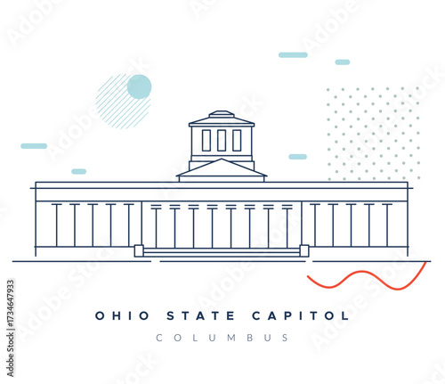 Ohio Statehouse - State Capitol in Columbus - Stock Illustration