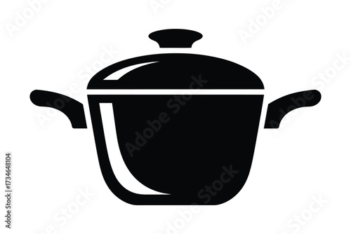 Simple black silhouette of a cooking pot with handles