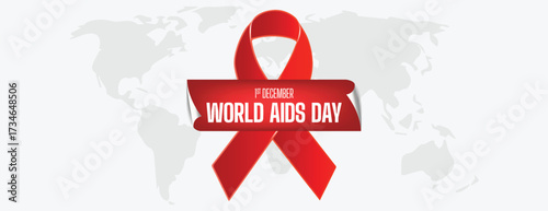 Editable AIDS Day Social Media Cover and Website Banner Template, Charity Promotion Campaign with Red Ribbon, Modern Advertisement Vector Illustration for HIV Cancer Awareness Background