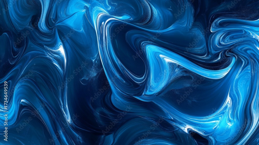Obraz premium A vibrant blue abstract wallpaper with swirling shapes and dynamic energy 