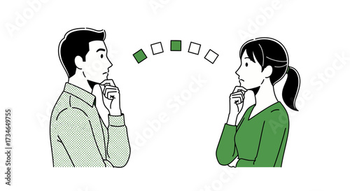 Dynamic vector illustration of two business professionals engaged in an insightful conversation, symbolizing effective collaboration and expert consultation in a modern setting