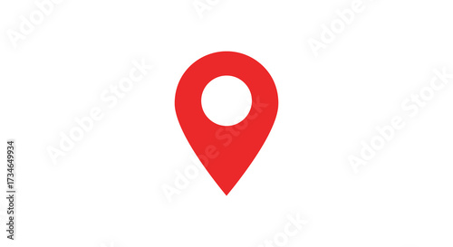 Simple red location pin icon isolated on a clean white background