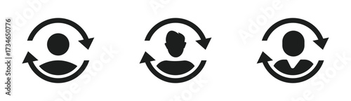 Account switching icon. Returning client icon. Returning customer