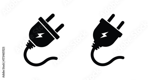Two black electrical plug icons with lightning bolt symbols displayed